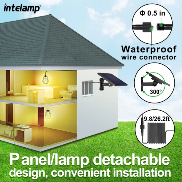 Solar Pendant Lights Indoor and Outdoor Super Bright IP65 Waterproof Solar Shed Lights for Bedroom Living Room Garden Garage - Image 3