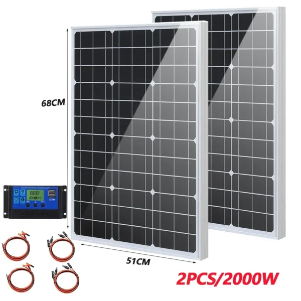 1000W 2000W 3000W Solar Panel 18VHigh Efficiency Rigid Waterproof Power Bank Glass Charging Outdoor Solar Cells For Home Camping - Image 2
